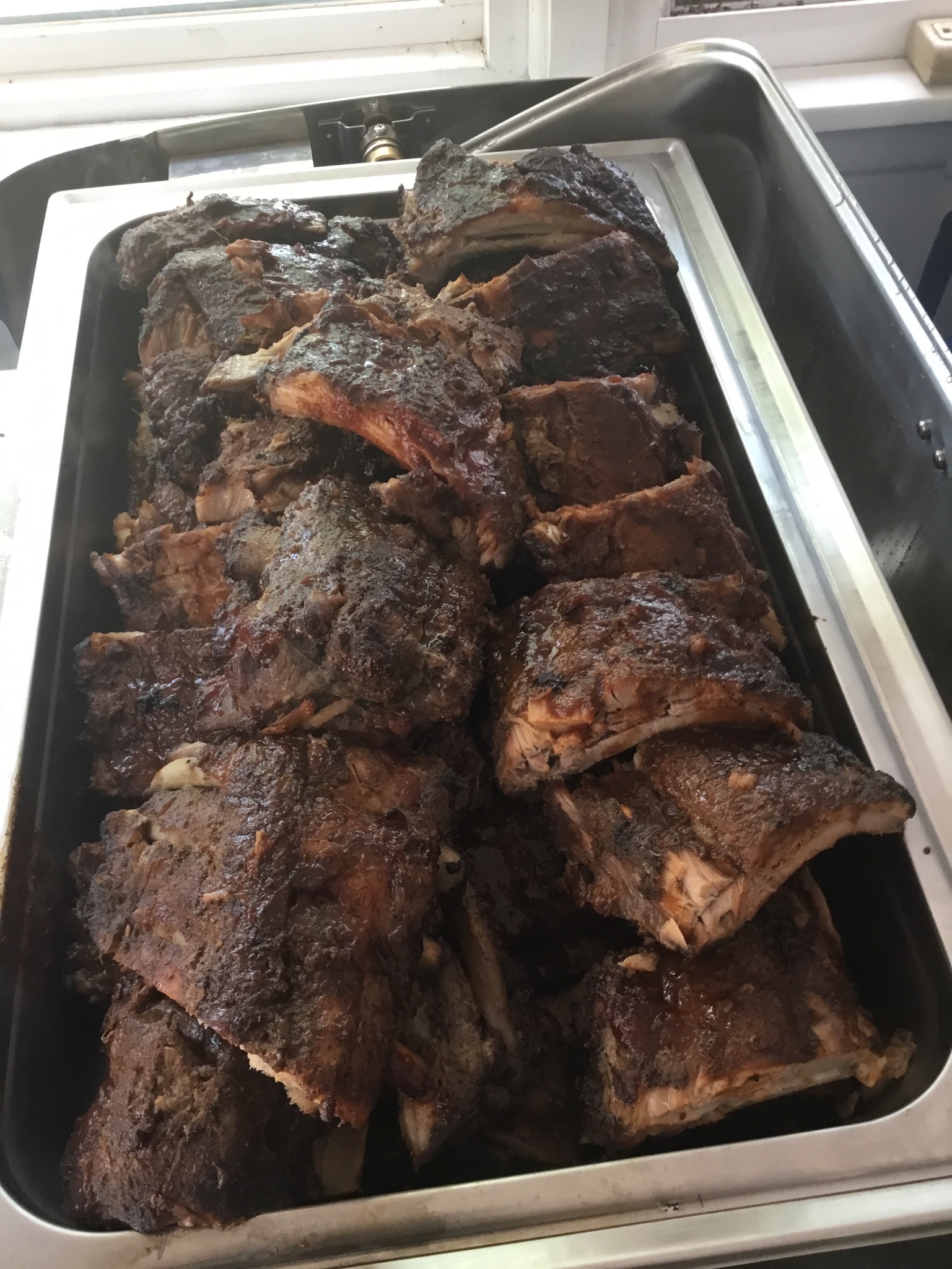 Smoked pork back ribs with pineapple bourbon finish